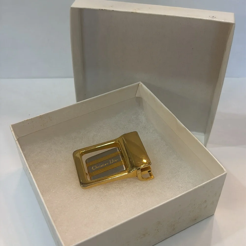 CHRISTIAN‎ DIOR Vintage Gold Toned  Silver 1.75 inch Belt Buckle